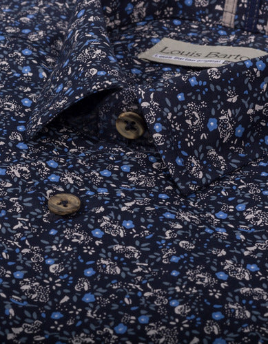 Camisa Manga Larga Estampado Floral Botones en Coco Y Detalle En Cuello - Moldería slim