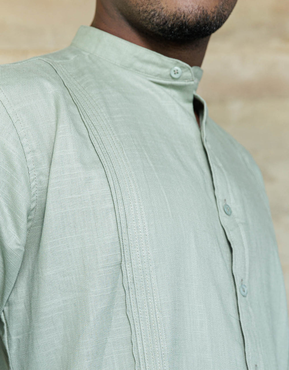 Guayabera Soluma Verde olivo Manga Larga Cuello Neru - Moldería informal