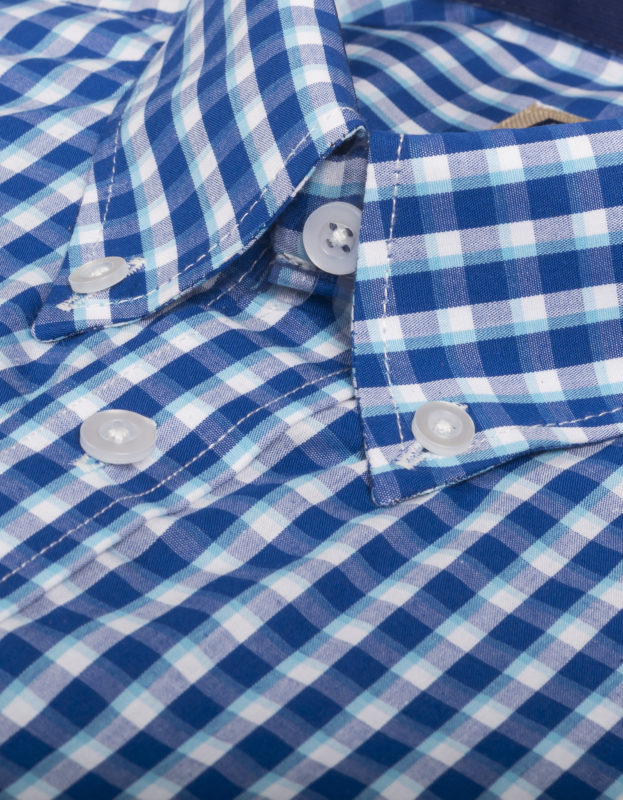 Camisa Manga Larga Cuadros Medianos Azules Y Blancos - Moldería informal
