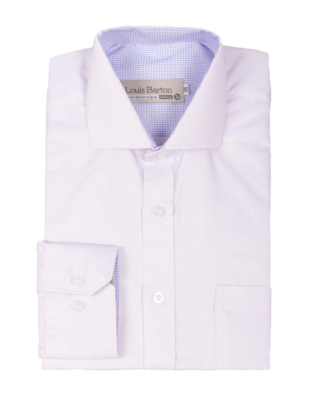 Camisa Manga Larga Lila Claro Textura Cuadros - Moldería slim