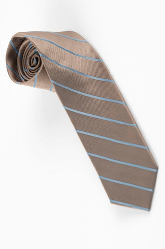 Corbata Semipitillo En Poliester Color Beige