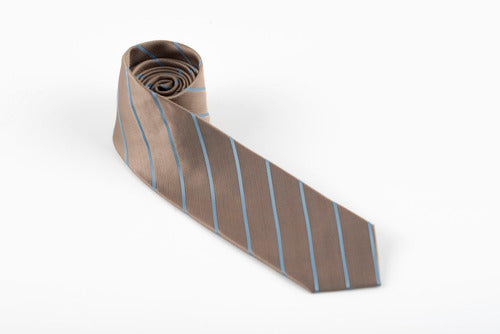 Corbata Semipitillo En Poliester Color Beige