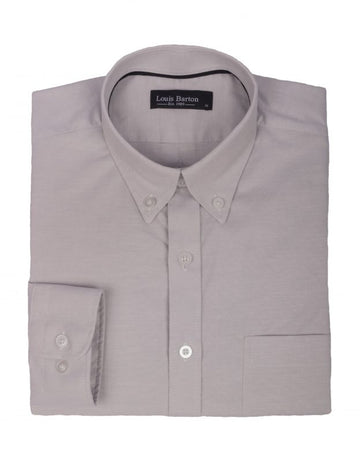 Camisa Oxford Manga Larga Gris Claro - Moldería clásica