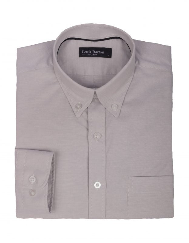 Camisa Oxford Manga Larga Gris Claro - Moldería clásica