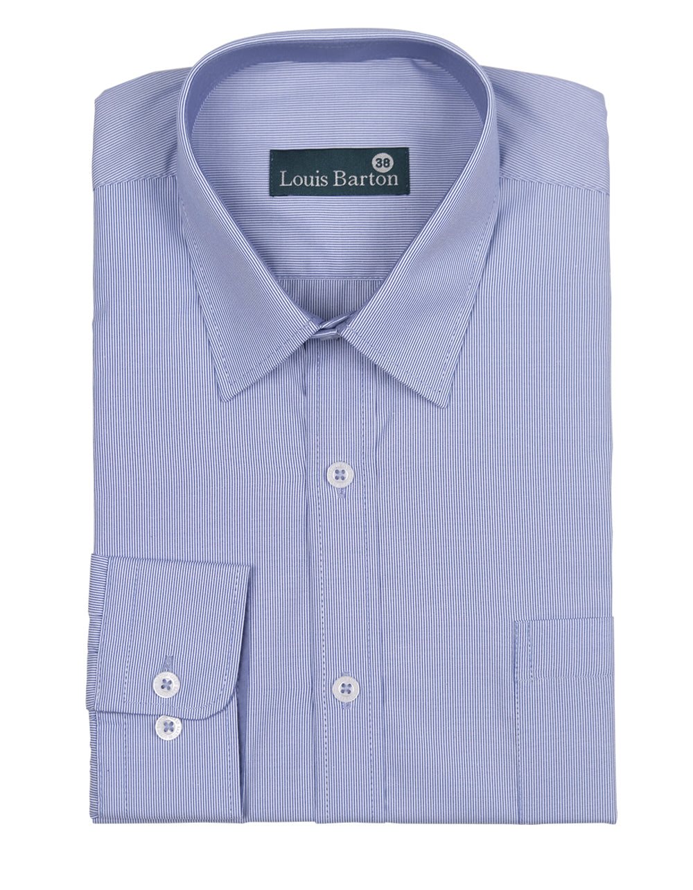Camisa Manga Larga Azul Rayas Verticales Delgadas - Moldería slim