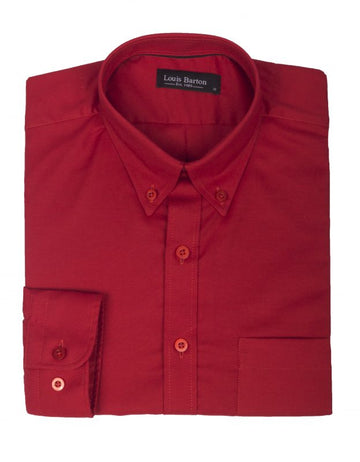 Camisa Oxford Manga Larga Roja - Moldería clásica
