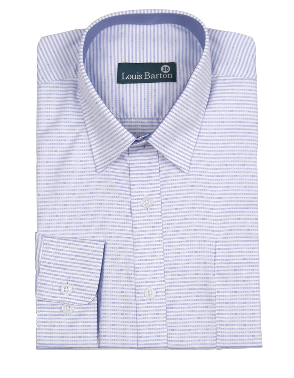 Camisa Manga Larga Azul Cielo Rayas Blancas - Moldería slim
