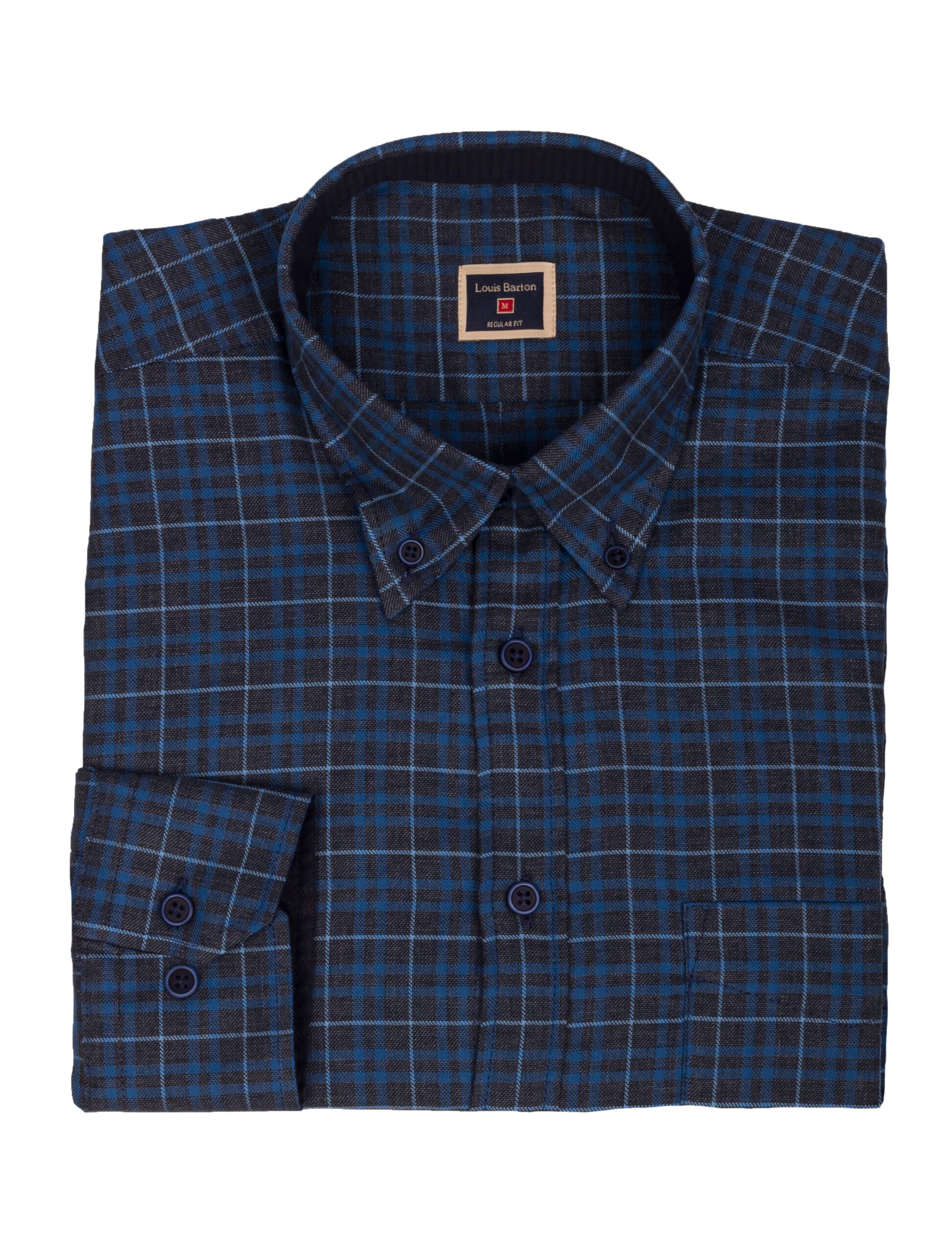 Camisa Manga Larga Cuadros Azules - Moldería informal