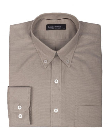Camisa Oxford Manga Larga Color Caqui - Moldería clásica