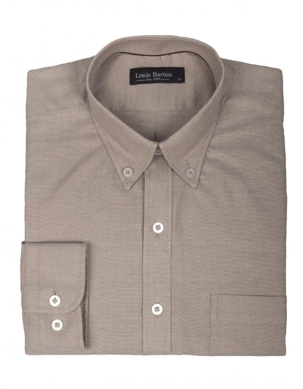 Camisa Oxford Manga Larga Color Caqui - Moldería clásica