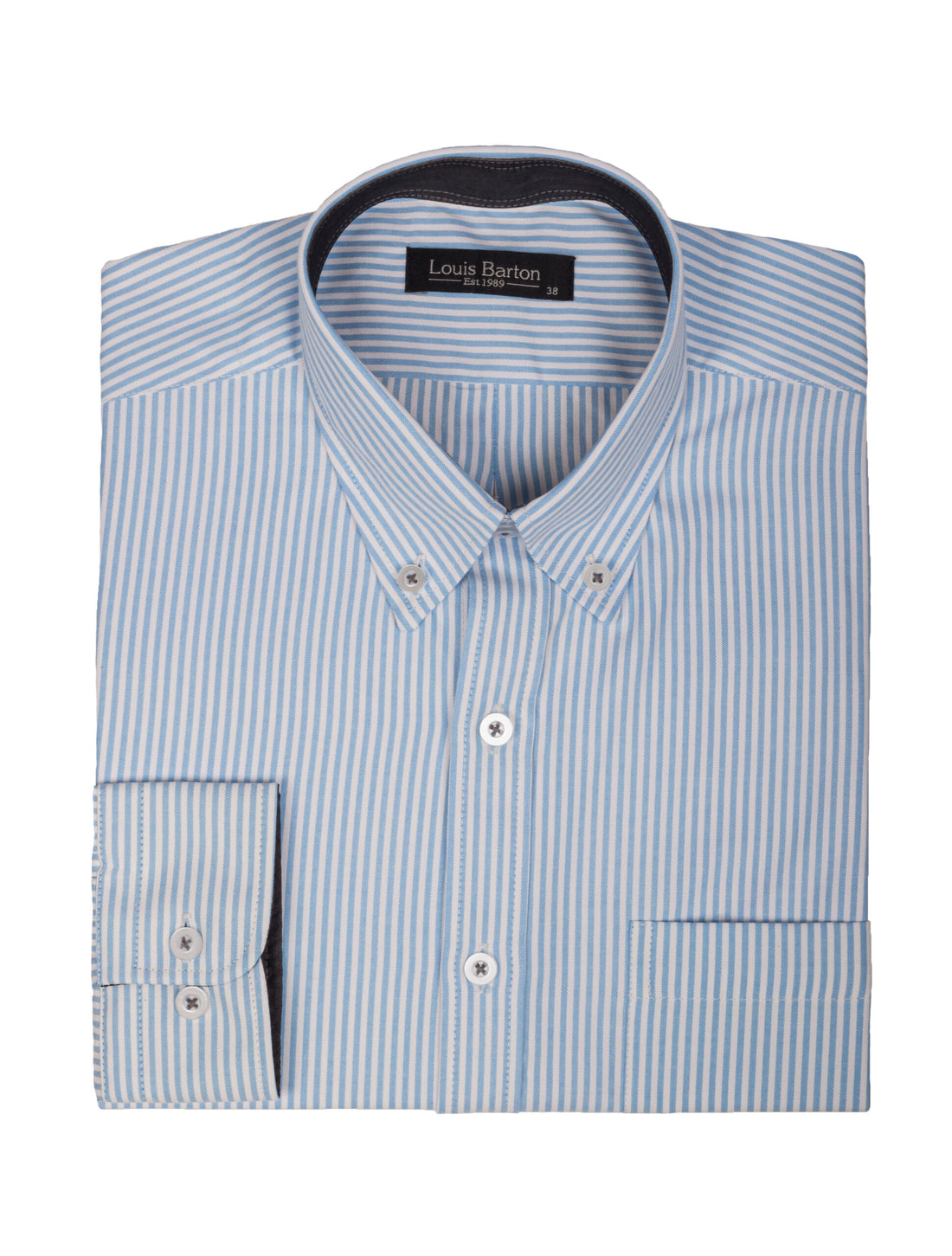 Camisa Oxford Manga Larga Regular Fit Rayas Azul Celeste