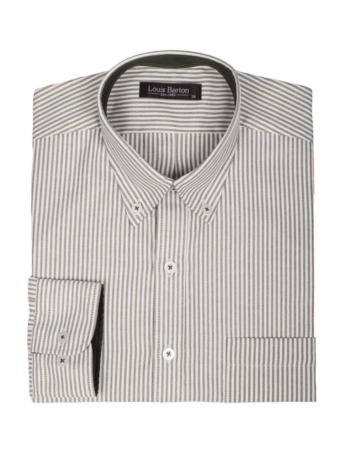 Camisa Oxford Manga Larga Regular Fit Rayas Verdes