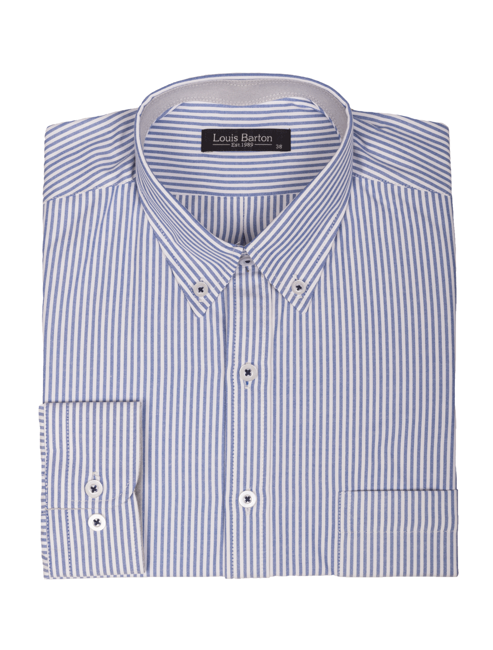 Camisa Oxford Manga Larga Regular Fit Rayas Azul Medio