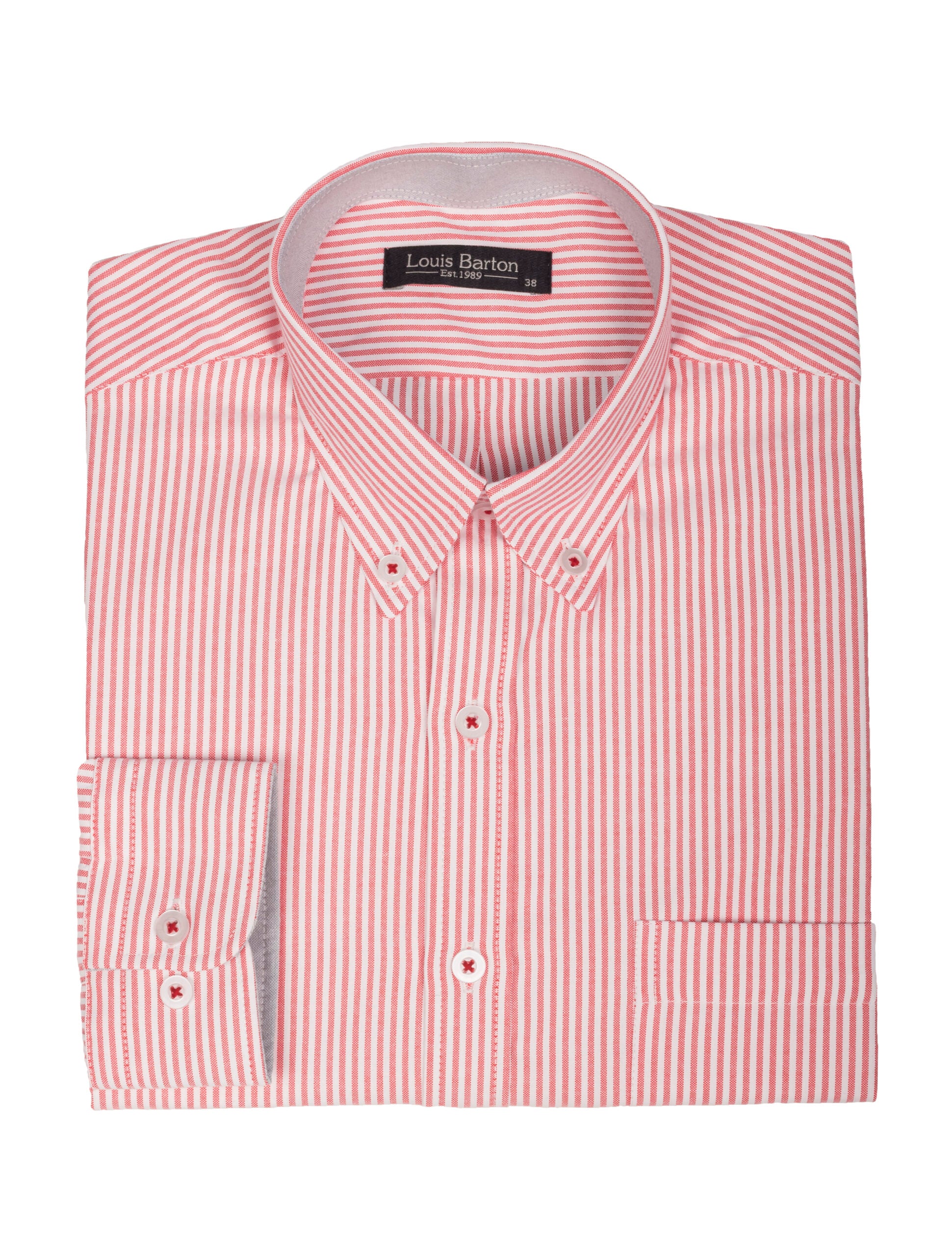 Camisa Oxford Manga Larga Regular Fit Rayas Rojas