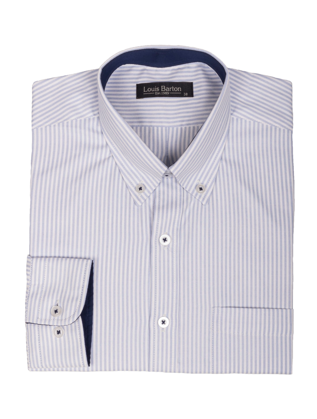 Camisa Oxford Manga Larga Regular Fit Rayas Azul Claro