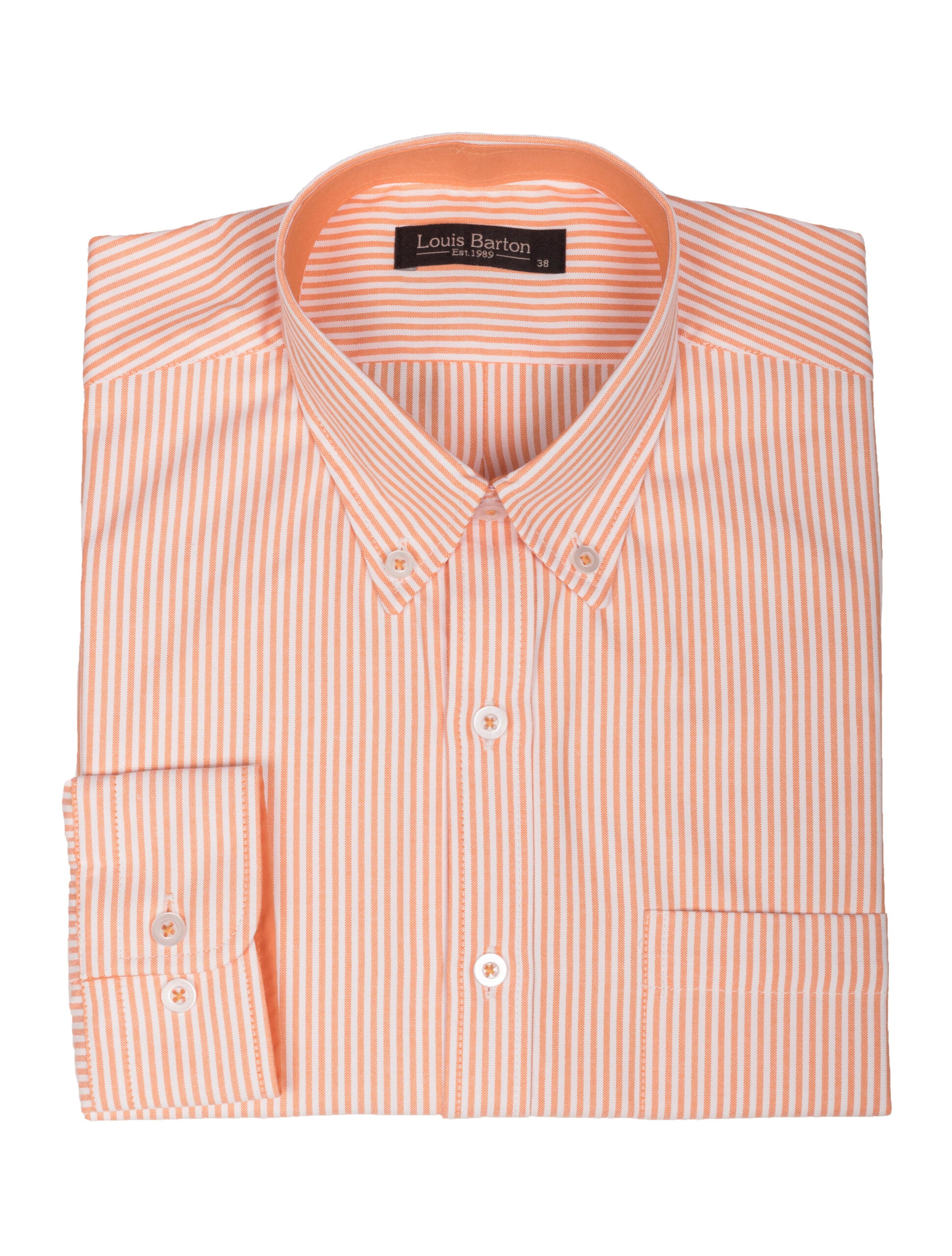 Camisa Oxford Manga Larga Regular Fit Rayas Mandarina