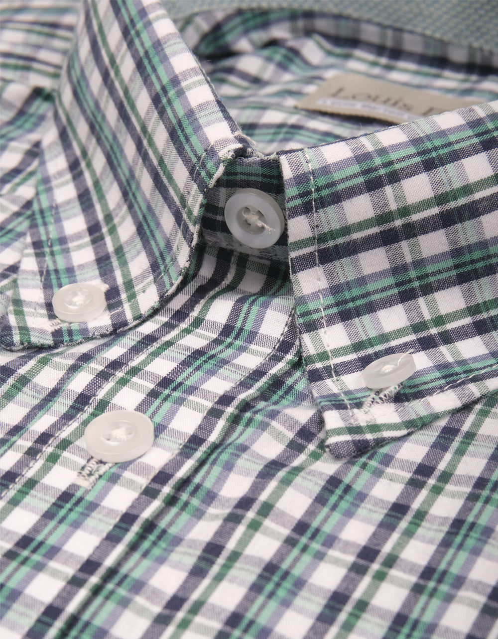 Camisa Manga Larga Cuadros Blancos Verdes y Azules - Moldería informal