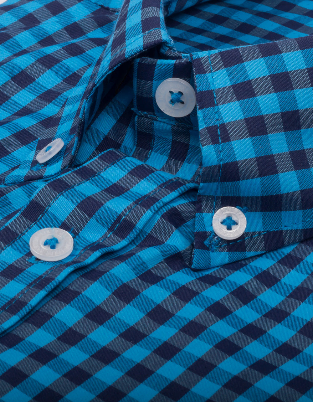Camisa Manga Larga Cuadros Azules Oscuros y Claros - Moldería Clásica