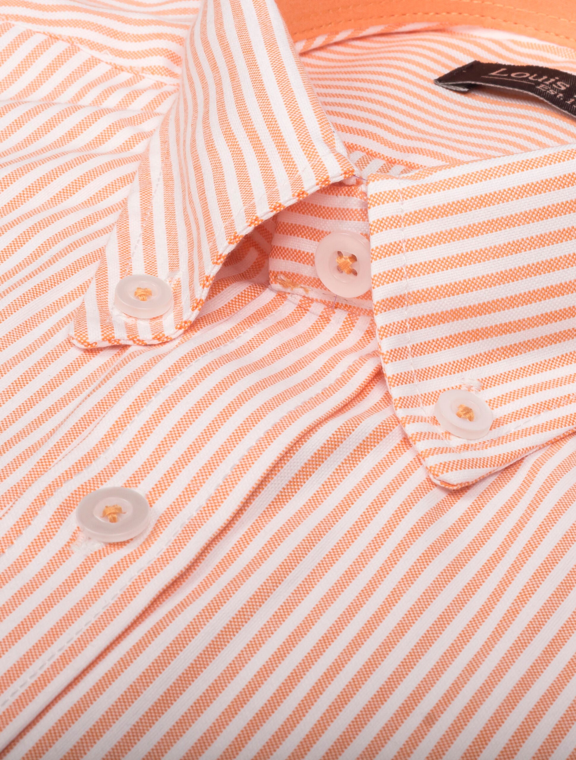Camisa Oxford Manga Larga Regular Fit Rayas Mandarina