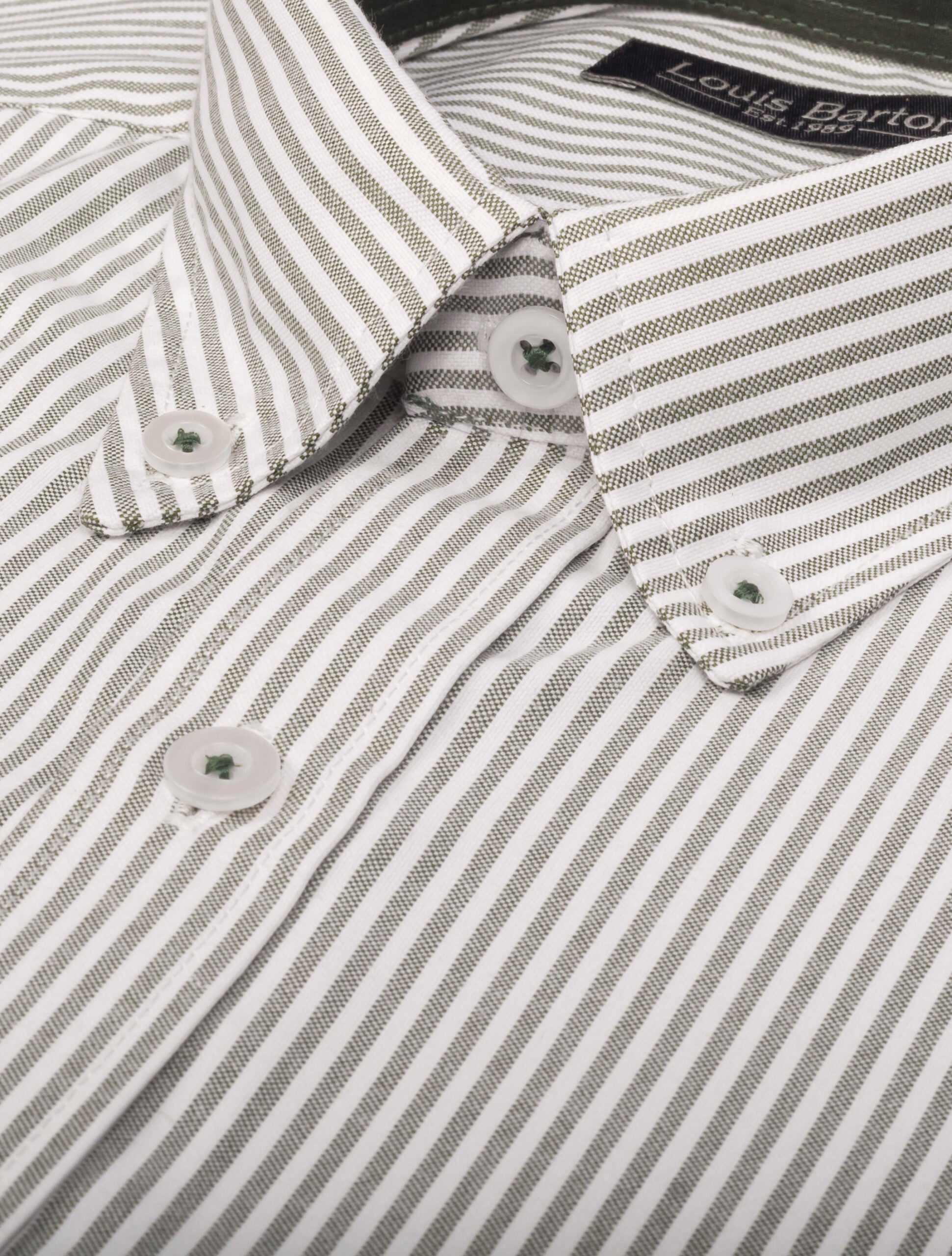 Camisa Oxford Manga Larga Regular Fit Rayas Verdes
