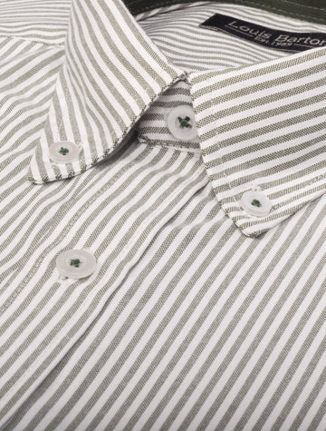 Camisa Oxford Manga Larga Regular Fit Rayas Verdes