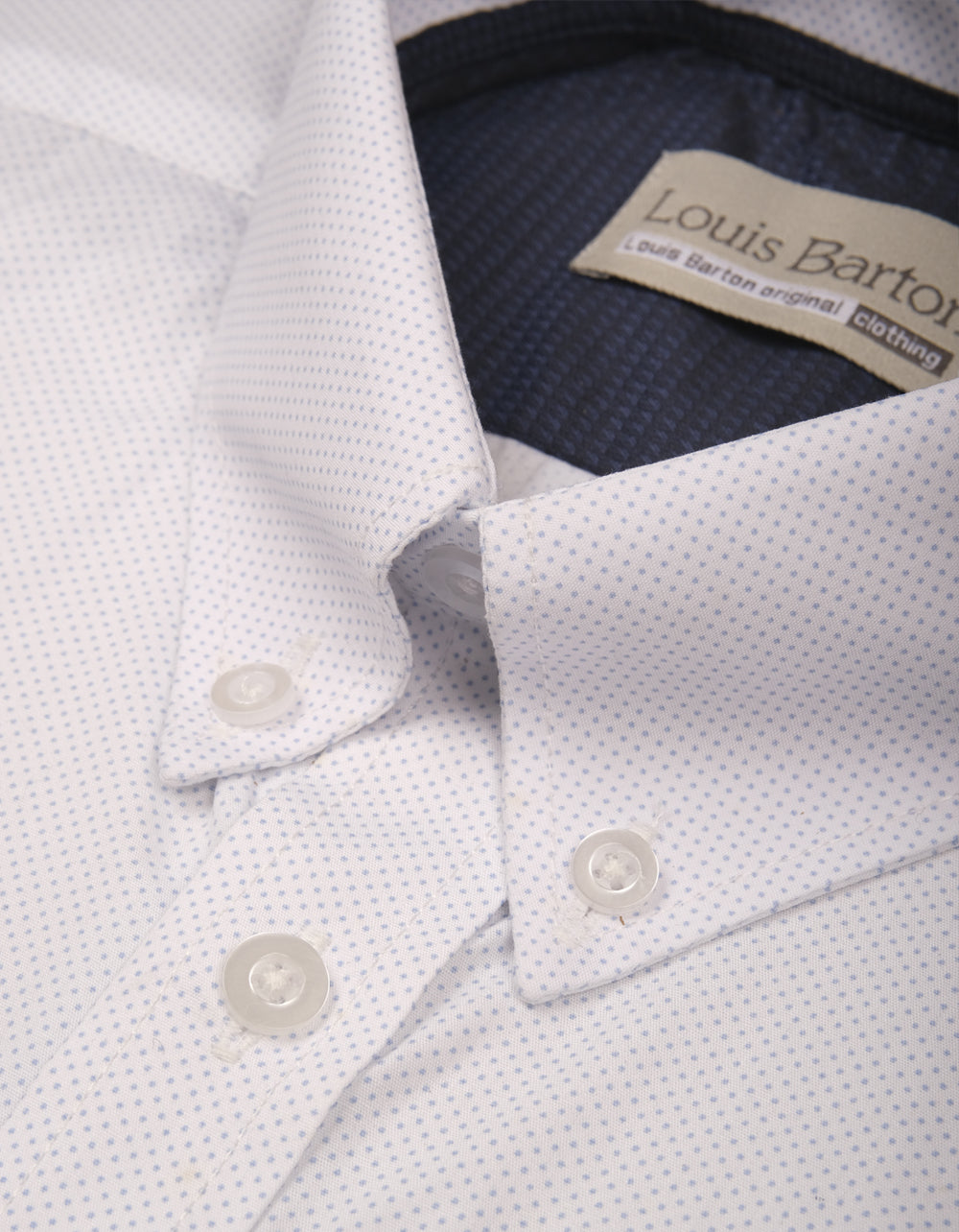 Camisa Manga Larga Blanca Puntos Azules - Moldería informal