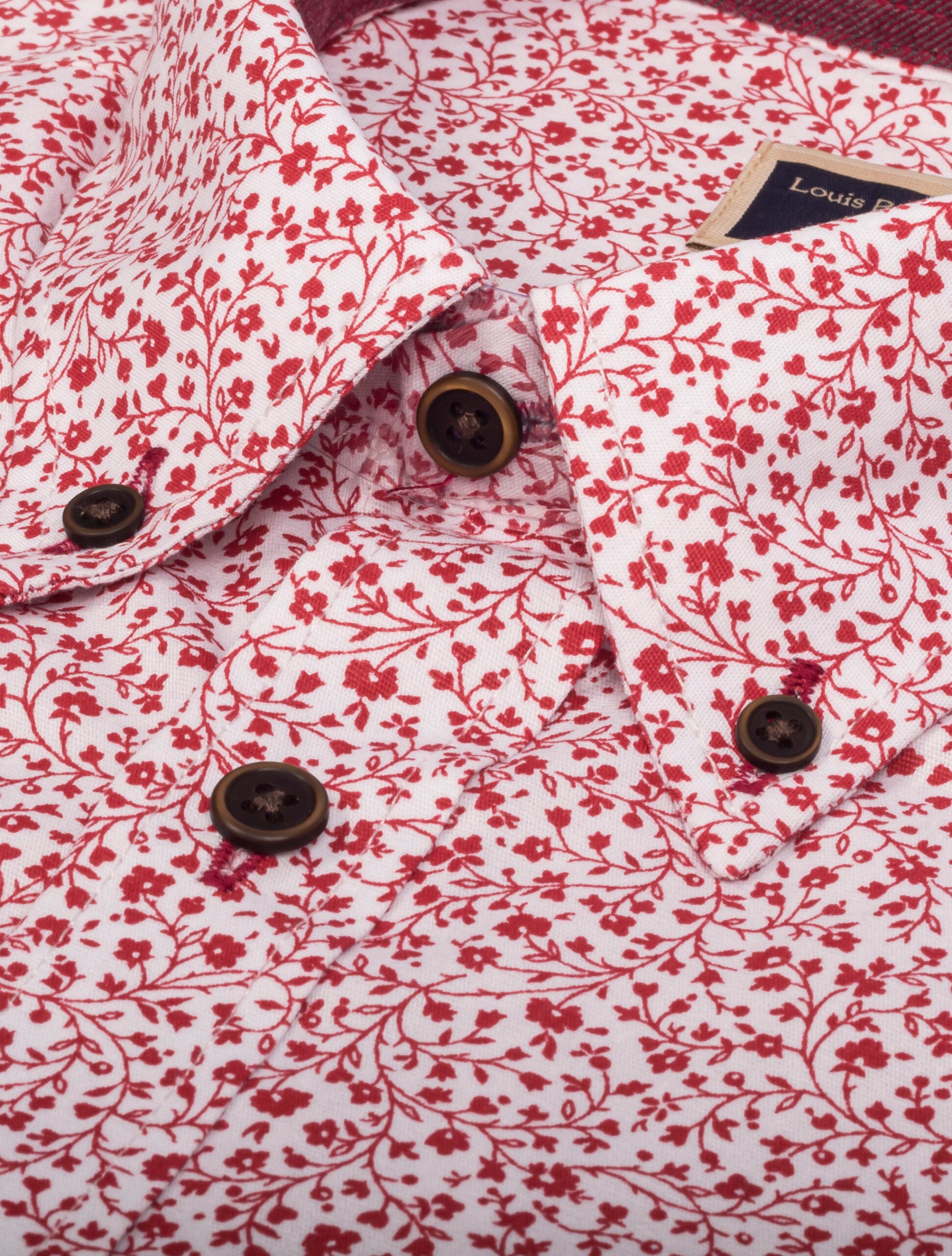Camisa Manga Corta Blanca Print Flores Rojas - Moldería informal