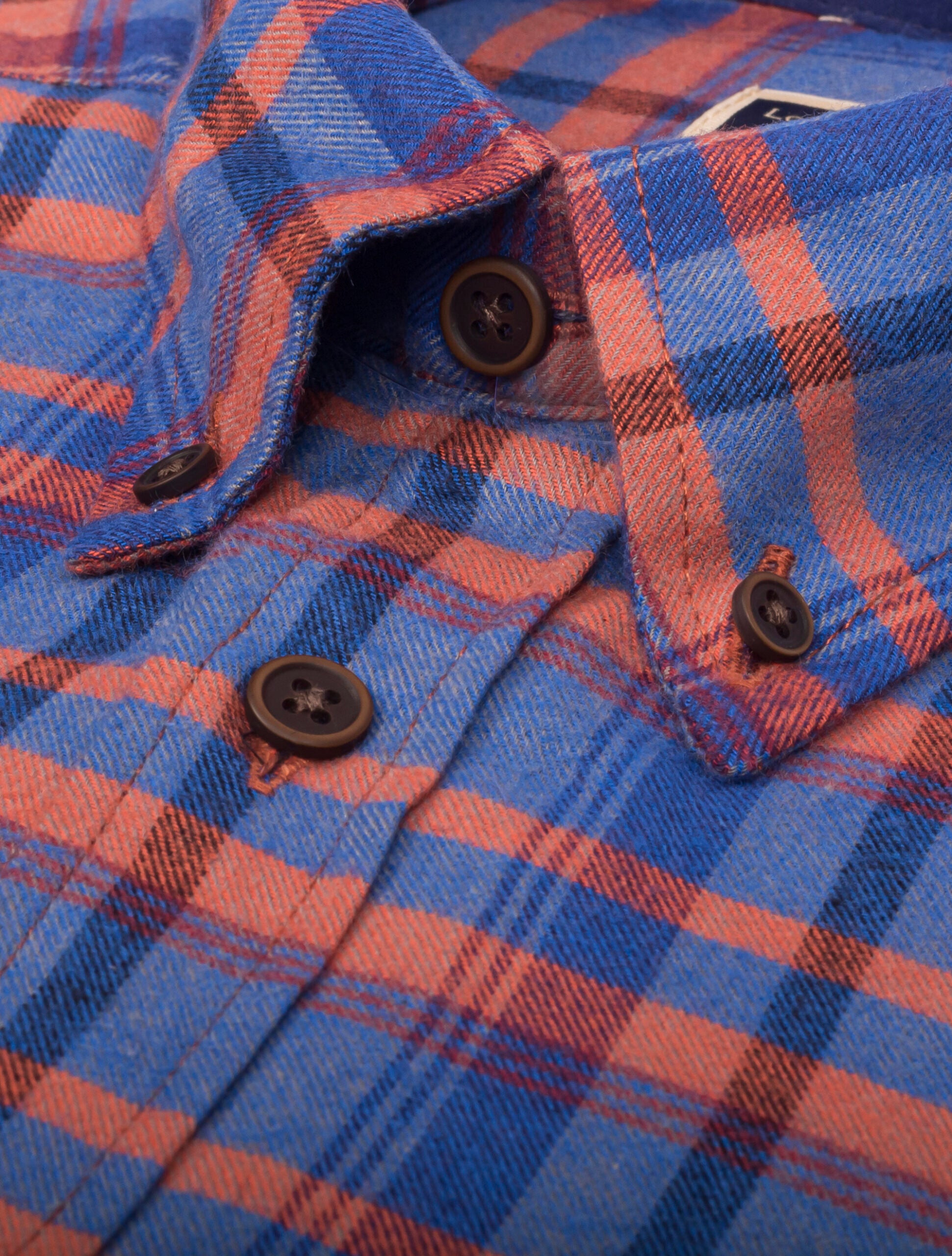 Camisa Manga Larga Leñadora Azul Clara Rayas Color Terracota - Moldería informal