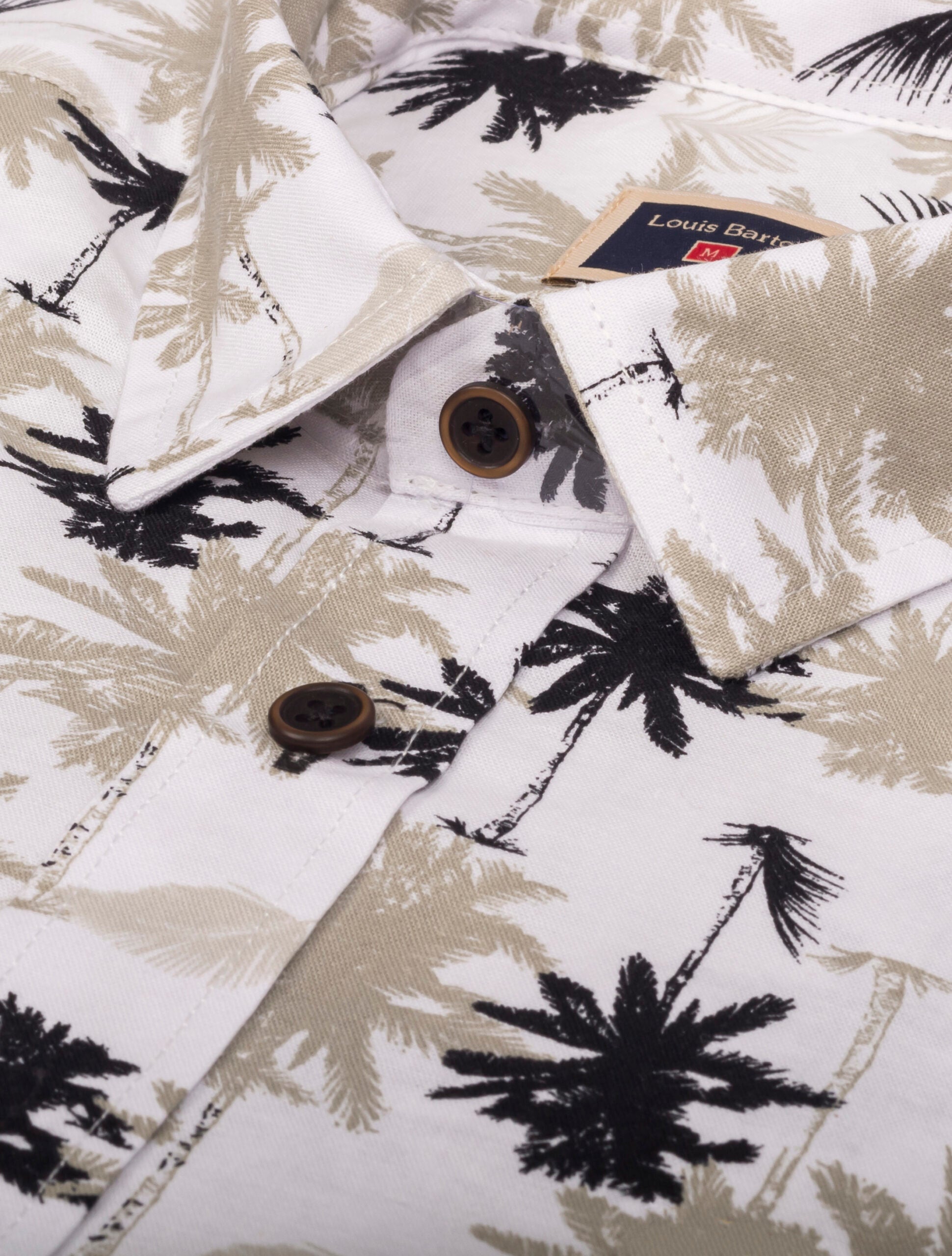 Camisa Manga Larga Print Palmas Negras y Verde - Moldería slim