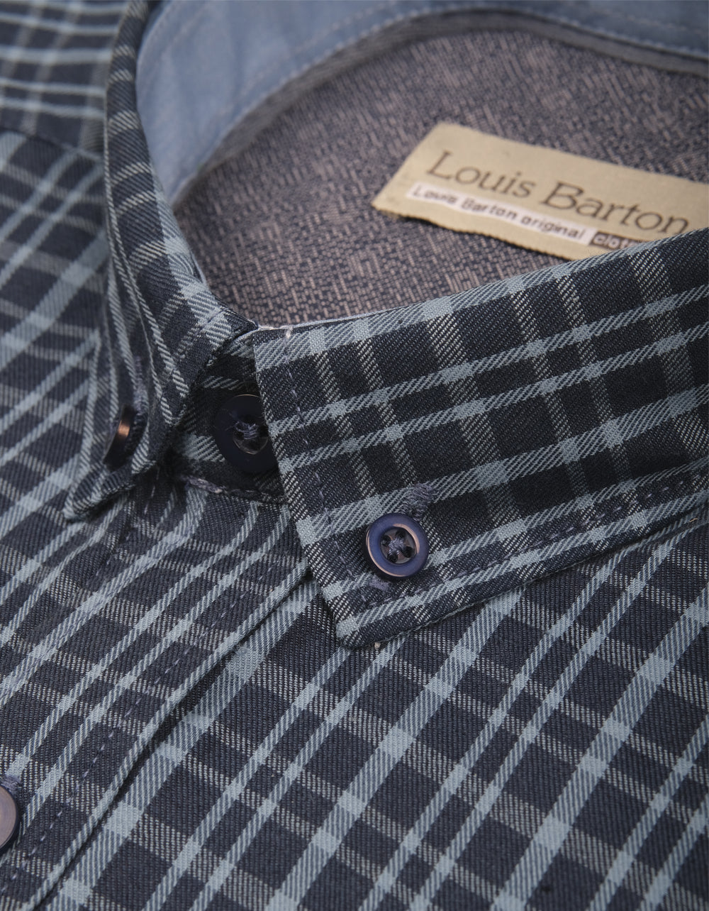 Camisa Manga Larga Cuadros Azul Oscuro y Claro - Moldería slim