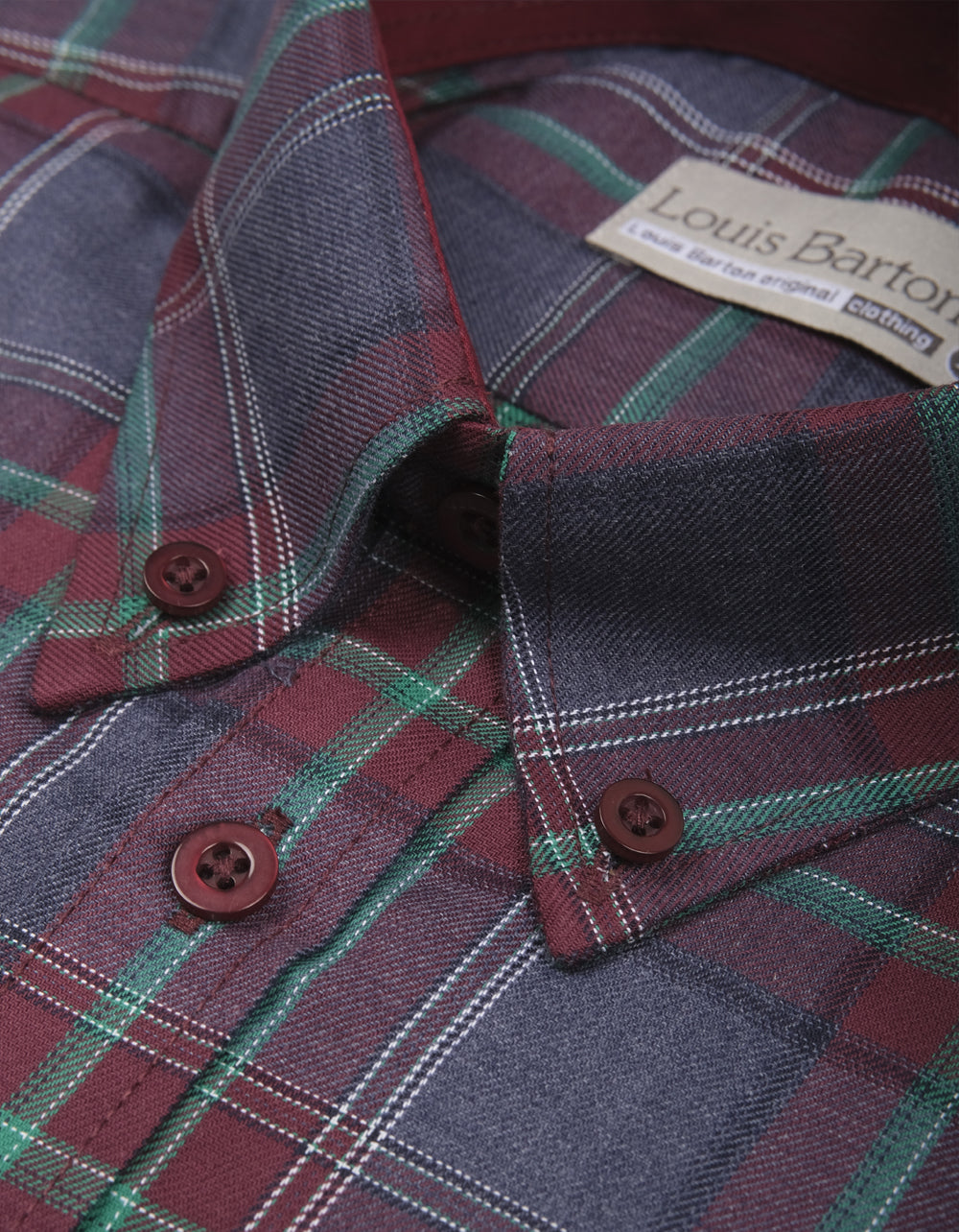 Camisa Manga Larga Cuadros Gris Oscuro y Rojo - Moldería informal