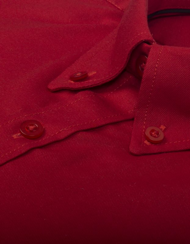 Camisa Oxford Manga Larga Roja - Moldería clásica