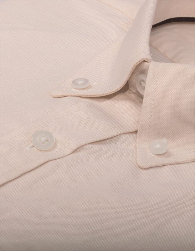 Camisa Oxford Manga Larga Beige Claro - Moldería clásica