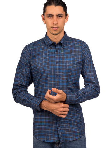 Camisa Manga Larga Cuadros Azules - Moldería informal