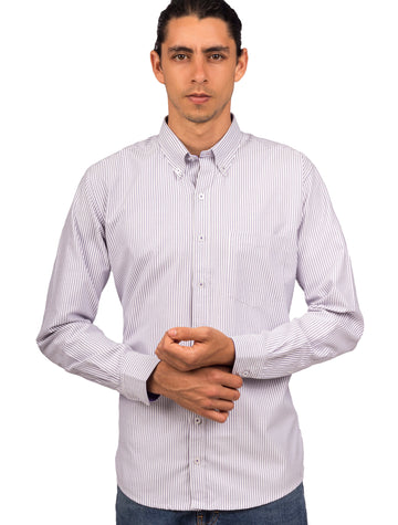 Camisa Oxford Manga Larga Regular Fit Rayas Lilas