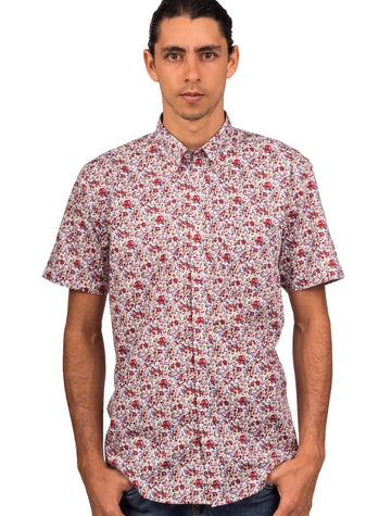 Camisa 100% Algodón Estampado Floral Manga Corta - Moldería informal