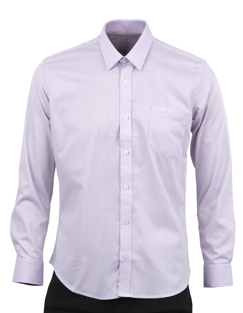 Camisa Manga Larga Lila Rayas Verticales Delgadas - Moldería slim