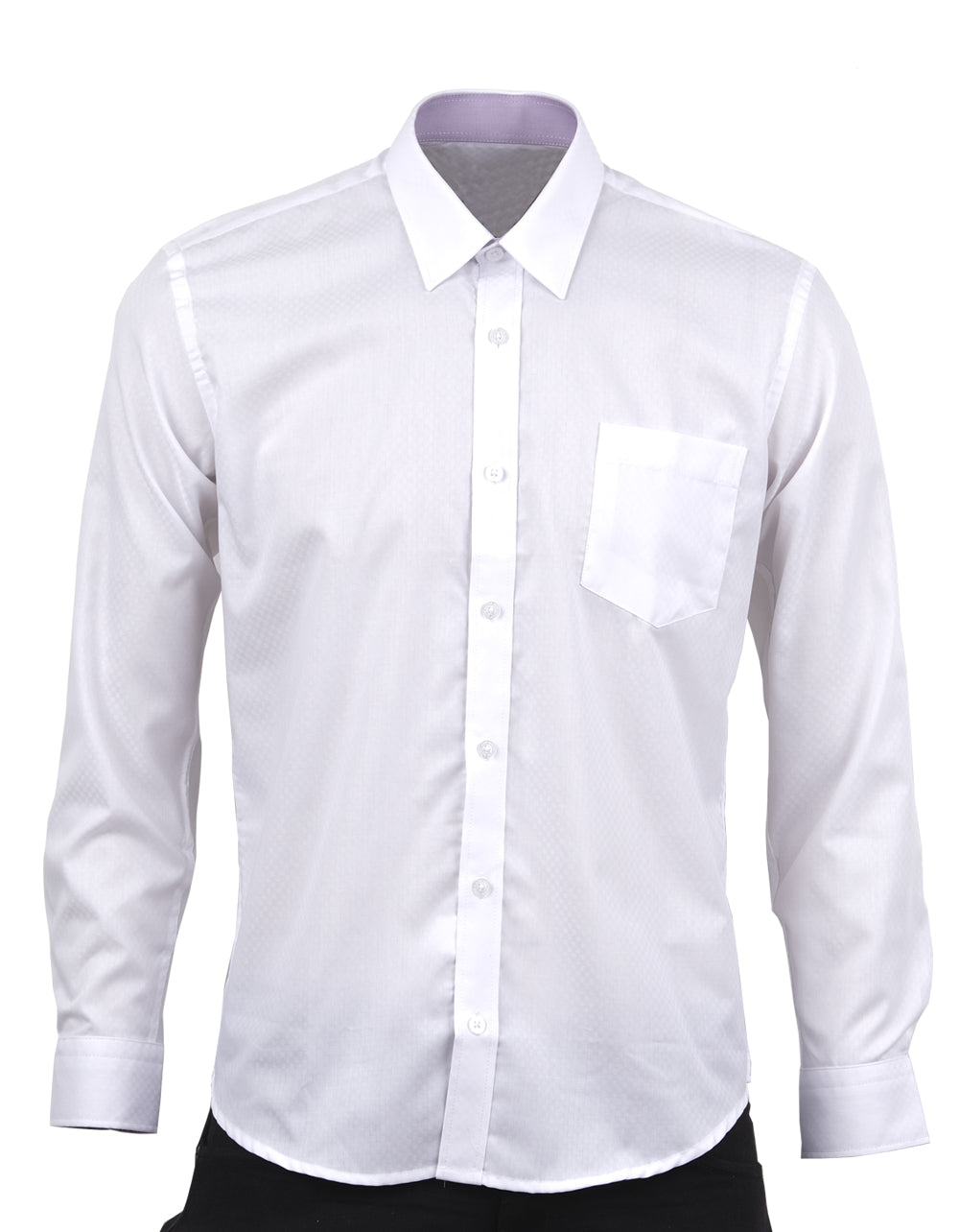 Camisa Manga Larga Blanca Textura Cuadros - Moldería slim