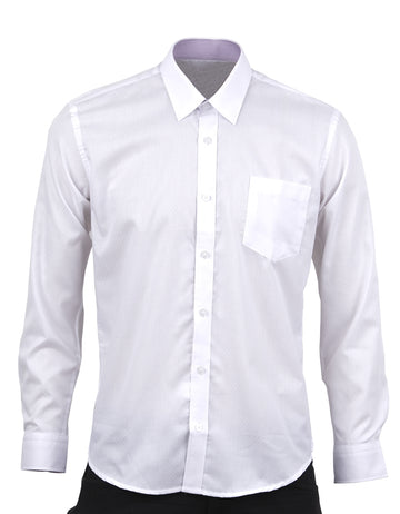 Camisa Manga Larga Blanca Textura Cuadros - Moldería slim