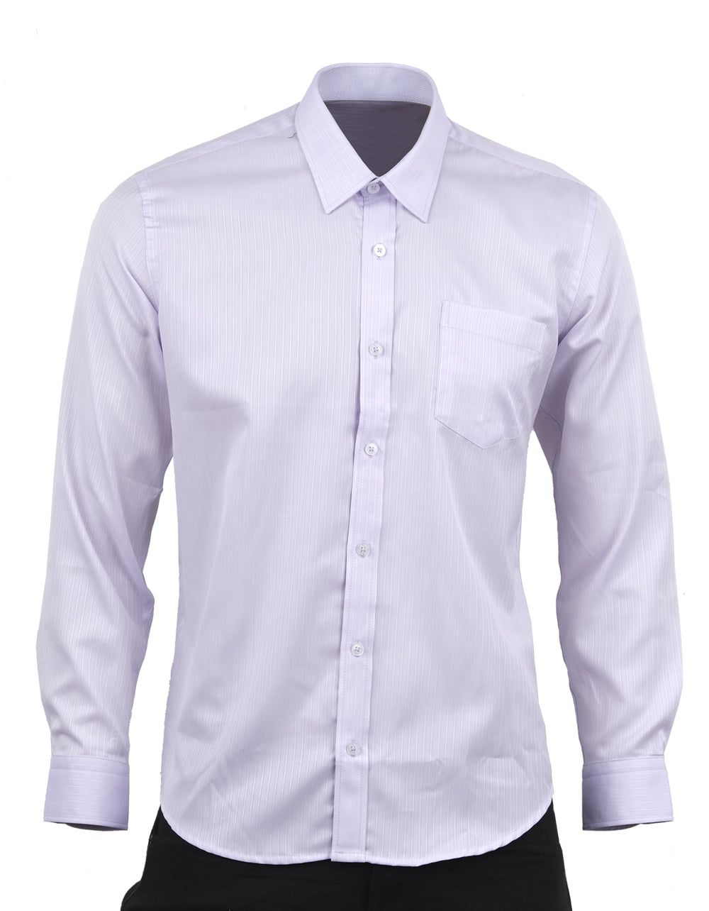 Camisa Manga Larga Lila Textura Rayas Verticales - Moldería slim