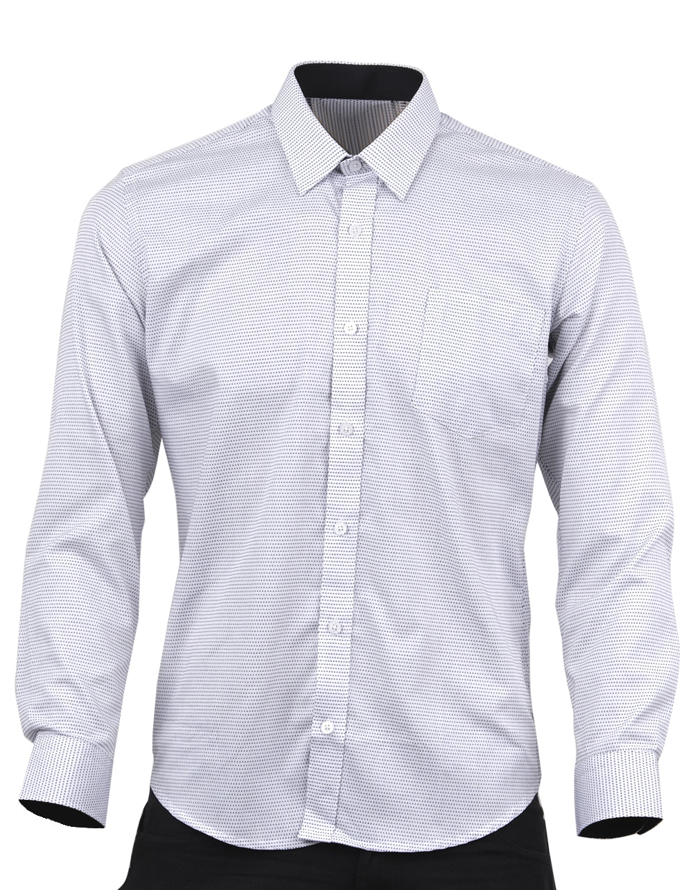 Camisa Manga Larga Blanca Triángulos Negros - Moldería slim