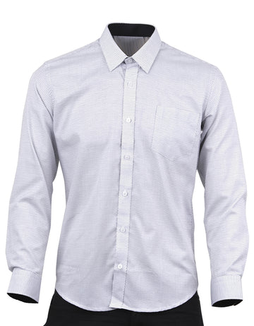 Camisa Manga Larga Blanca Triángulos Negros - Moldería slim