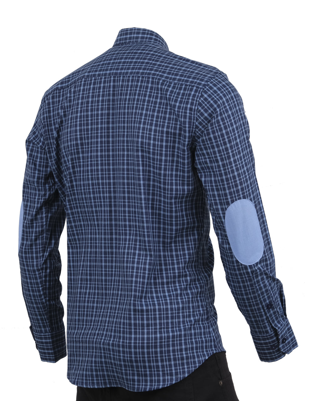 Camisa Manga Larga Cuadros Azul Oscuro y Claro - Moldería slim