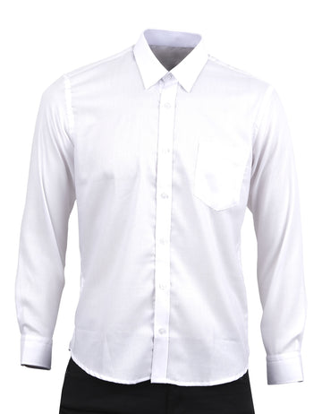 Camisa Manga Larga Blanca Textura Lino - Moldería slim