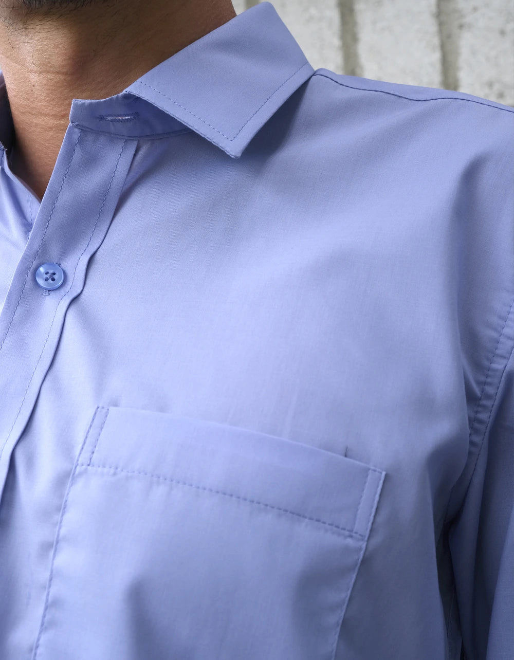 Camisa Manga Larga Sin Textura Color Lila Claro - Moldería slim