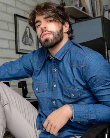 Camisa Índigo Azul Medio - Moldería slim