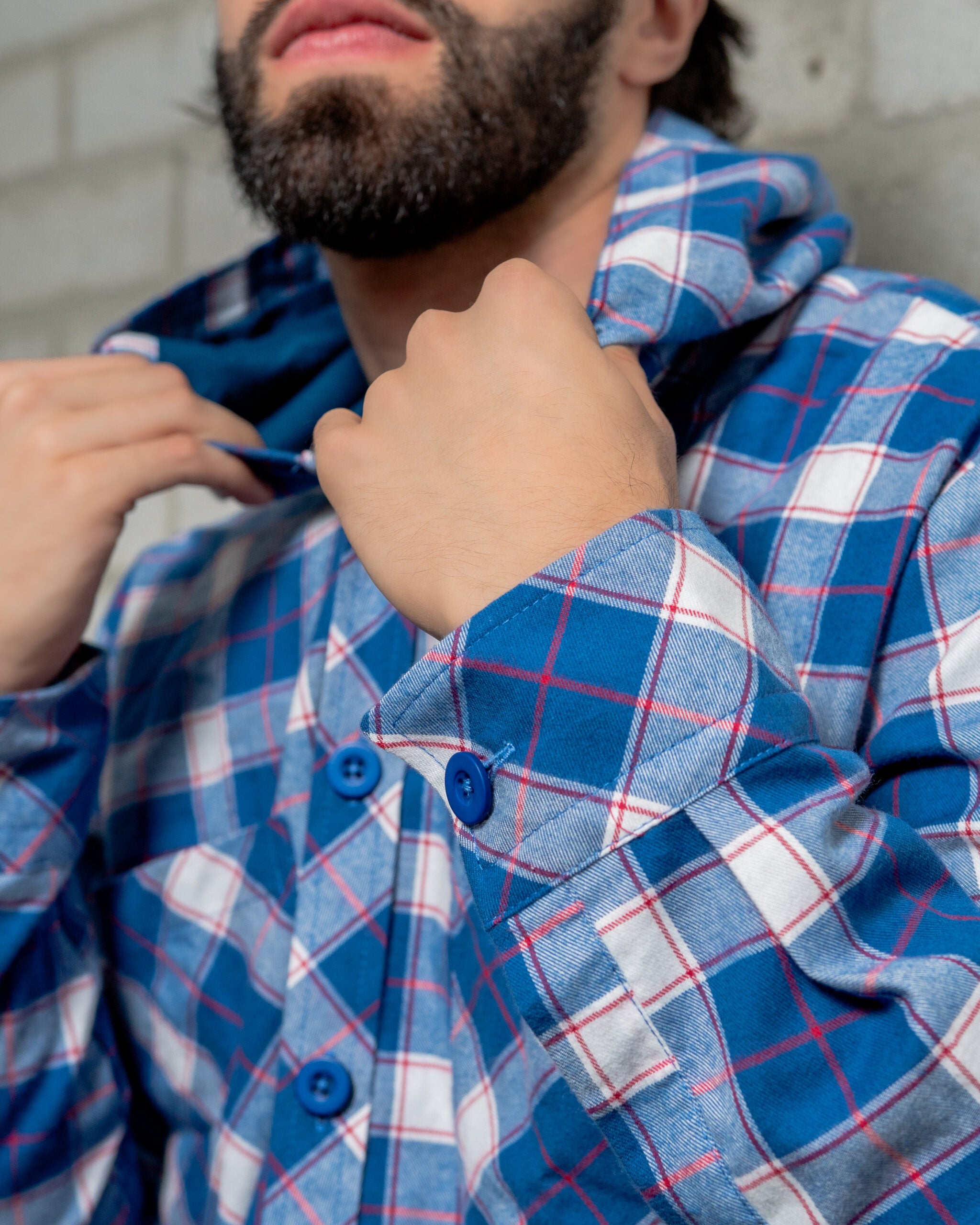 Chaqueta Cuadros Azules Rayas rojas