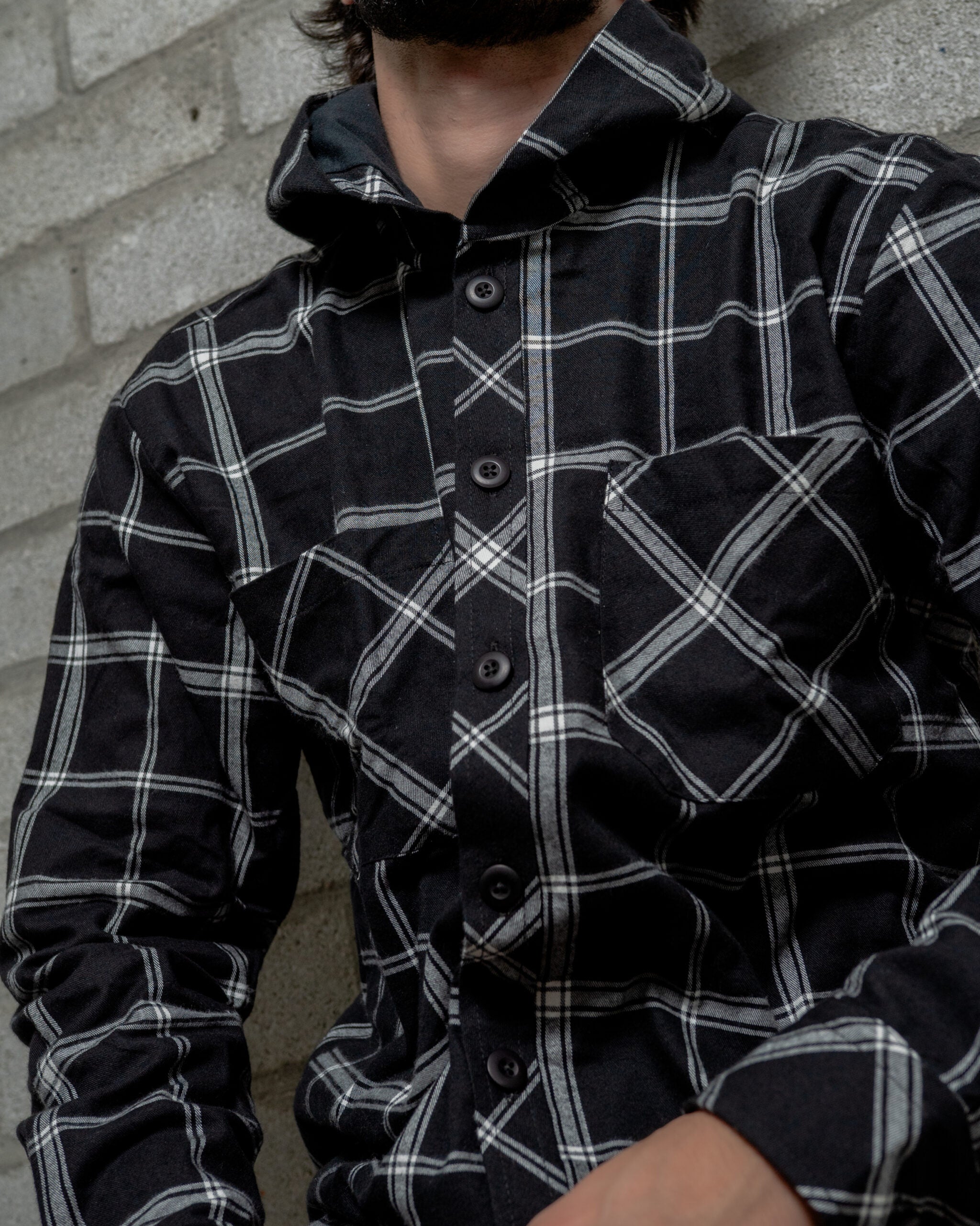 Chaqueta Cuadros Negra Rayas Blancas