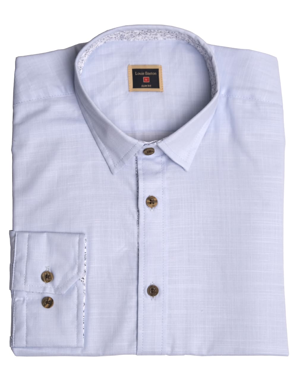 Camisa Manga Larga Azul Claro Con Charretera - Moldería slim