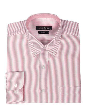 Camisa Oxford Slim Rayas Vinotinto - Moldería Slim